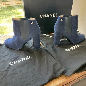Chanel Suede Ankle Chelsea Boots